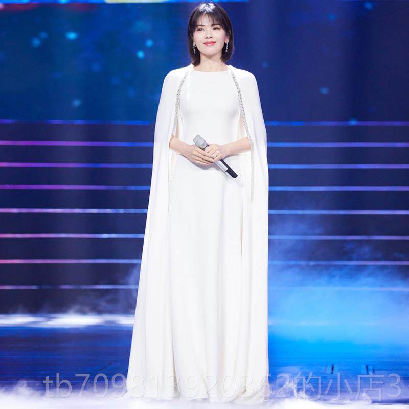 高档年会晚礼服女2新025款独演唱出服高端大气主持人走秀红长毯裙