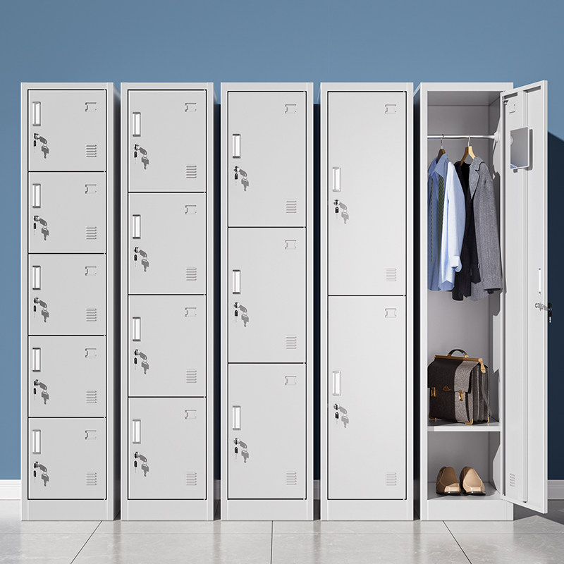 单门更衣柜铁皮柜宿舍员工柜带锁储物柜钢制小办公更衣箱简易衣橱