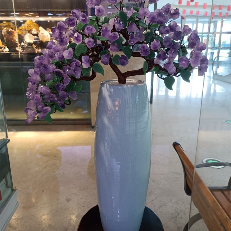 天然紫水晶大号落地摆件客厅酒柜玄关装饰开业乔迁新居结婚送礼品