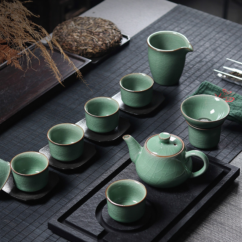 龙泉青瓷功夫茶具套装哥窑冰裂纹手工陶瓷泡茶壶茶杯礼盒整套家用,餐饮具,功夫茶具,淘宝优惠券,粉丝福利购,淘宝优惠卷