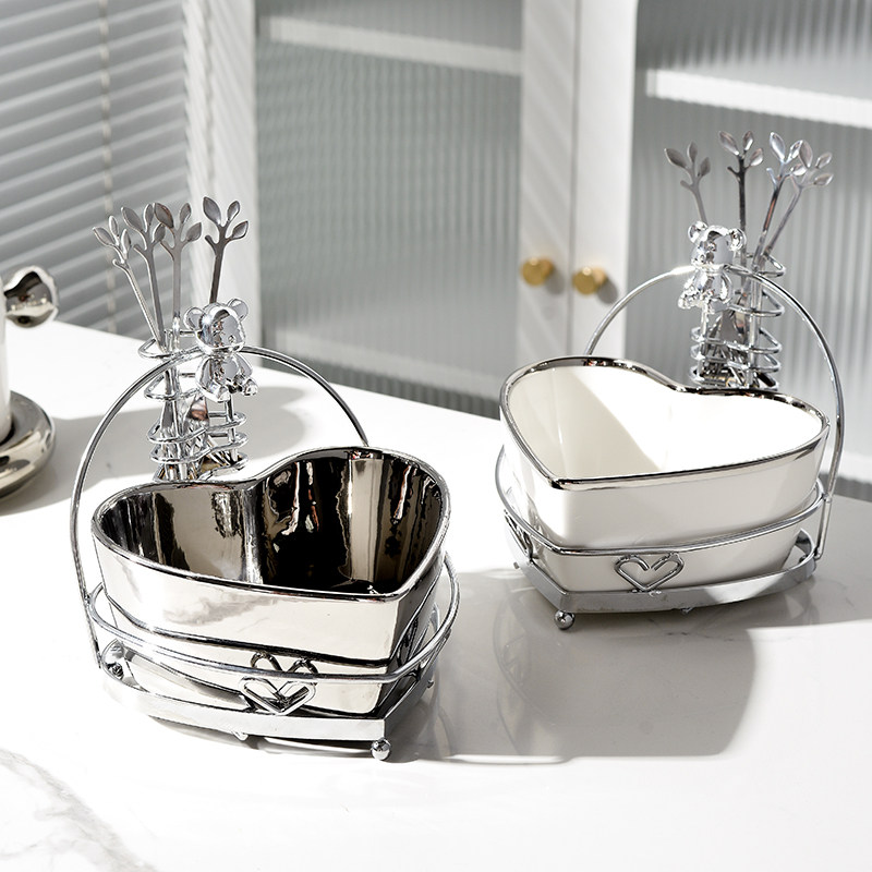 创意干果盘陶瓷沙拉碗带叉分格糖果盘点心盘家用客厅水果小吃拼盘,餐饮具,果盆/果盘/果篮,淘宝优惠券,粉丝福利购,淘宝优惠卷