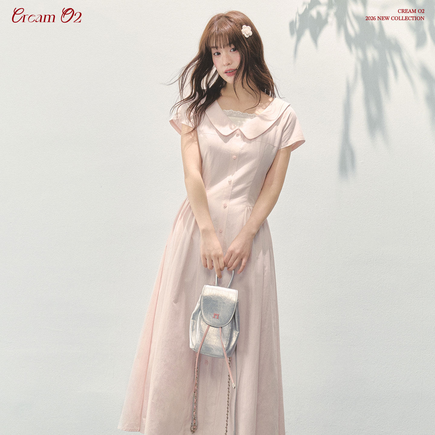 奶油氧气 2026夏季甜美少女风设计感A字显瘦收腰短袖仙女连衣裙