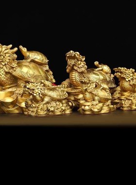 黄铜龙龟摆件 铜子母龙龟 家居办公桌面装饰创意礼品工艺品
