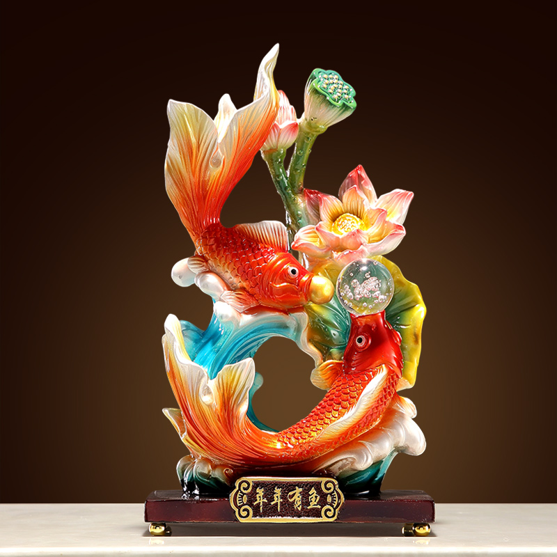 年年有余锦鲤鱼招财摆件客厅家居酒柜乔迁新居办公室装饰如鱼得水
