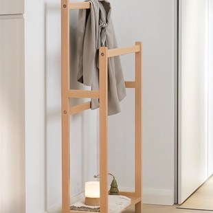 简约实木落地双杠挂衣架卧室床边衣帽架不占空间入户玄关收纳挂架