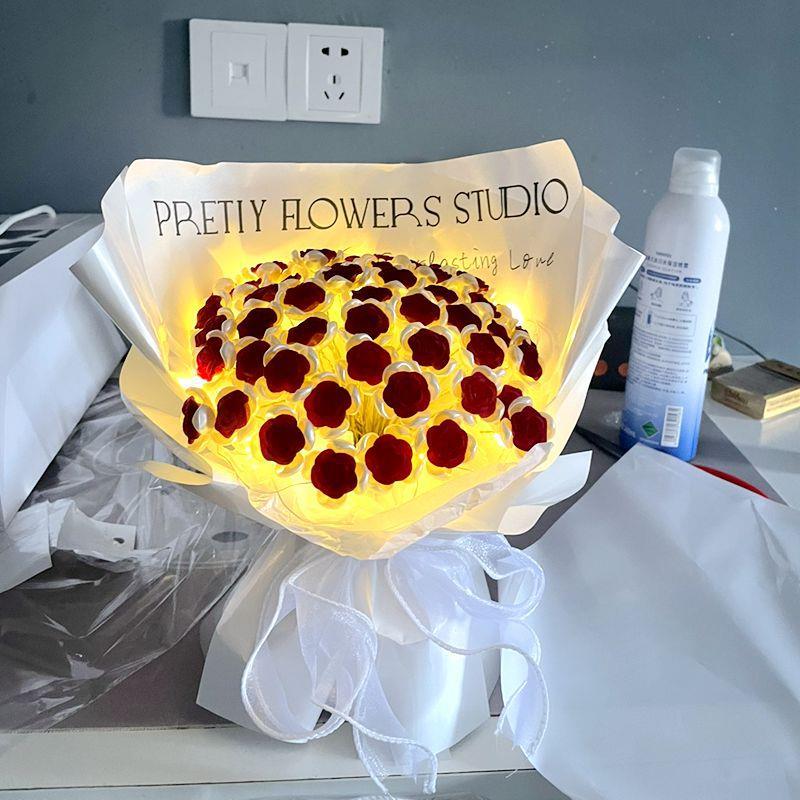 DIY创意彷真不凋谢玫瑰花手捧花束材料包送女友闺蜜520情人节