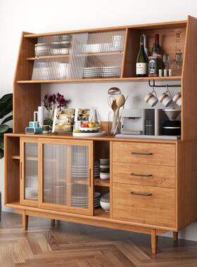 欧实木餐边柜多层厨色房置物柜北CBGZ1102餐碗柜家用原木厅边柜收
