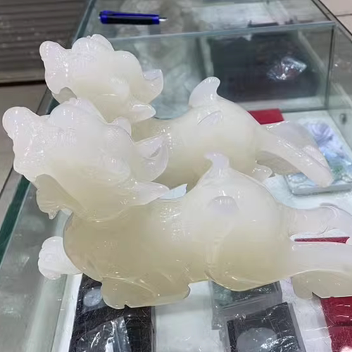 天然玉石家庭貔貅一对招财旺财家居客厅办公皮丘镇宅玉石摆件玄关