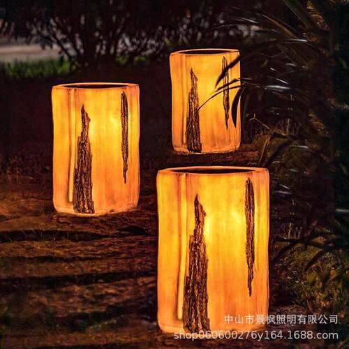 发光树桩灯户外仿真草坪木纹景观灯园林花园太阳能庭院灯庭院装饰