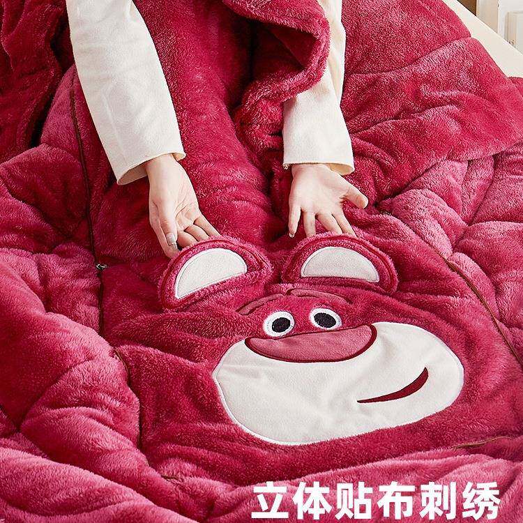 草子莓熊车枕加厚抱枕被子两用头被F97HS77T汽车车用午睡毯内靠枕