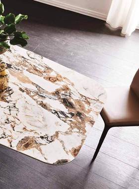 极代简现简约轻奢户型小岩板餐桌椅意饭桌家72104用长方形设计师