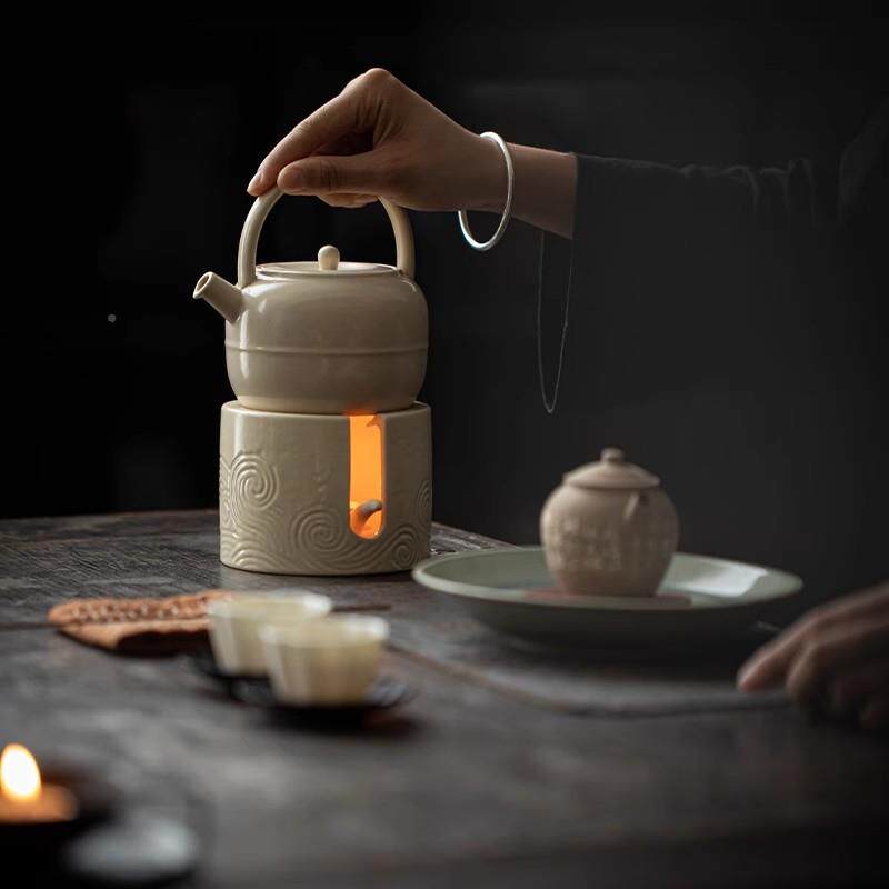 陶蜡瓷提梁壶过滤泡茶壶煮茶温套装茶烛底炉座温茶酒ZWJ精炉