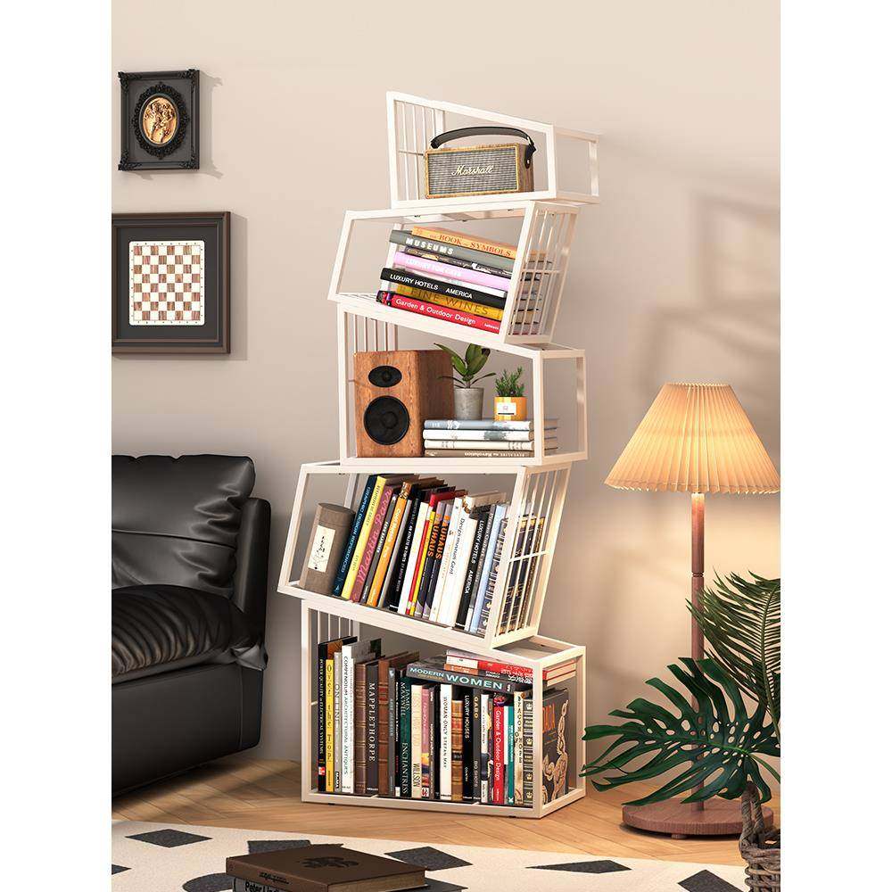 转展角创意书书CSI架落地物架铁艺网红异形示架置客厅书柜架一体