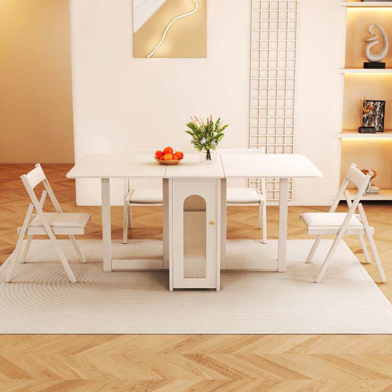 实木折叠餐桌家用小户型吃伸缩饭桌色长方形NIA可椅折叠餐桌白饭
