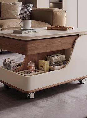 可移动边几阳茶几小户型客43221厅台推小车岩板多功能升降实木边