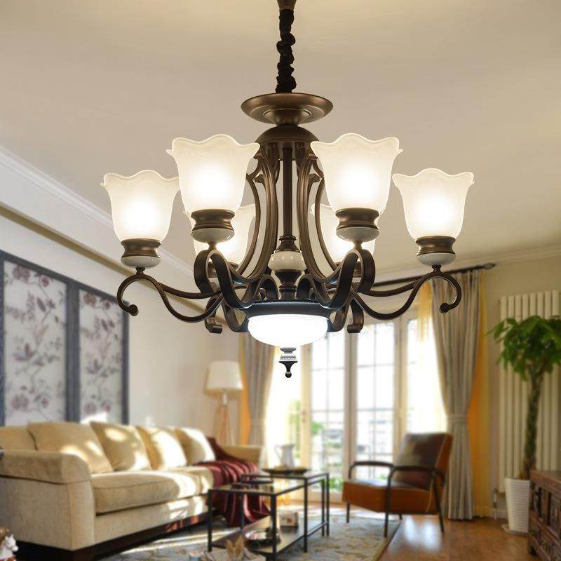 美式大客吊灯灯简约创意用家厅别墅复式楼灯具轻奢时尚88894铁艺,家装灯饰光源,智能吊灯,淘宝优惠券,粉丝福利购,淘宝优惠卷