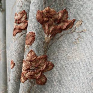 窗高成品飘遮光欧式 现窗代简约高档客帘厅卧917室精密提花浮雕全