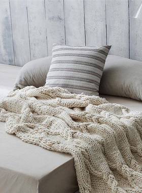 KH小众手工编流苏毛毯室办盖毯沙发毯子卧公室午睡织毯