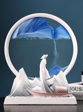 新中式创意流沙画摆件家居关客250609-2厅电艺视办柜工品酒柜公室