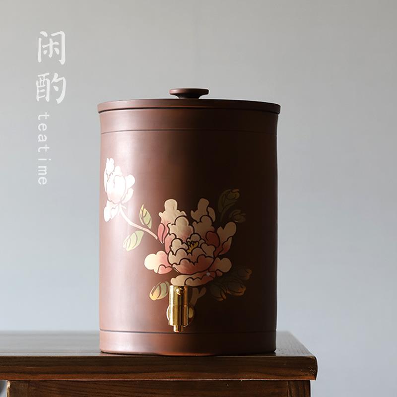 中式原矿云t5661386净南建水紫陶带龙陶头储水罐茶手室家用工瓷水