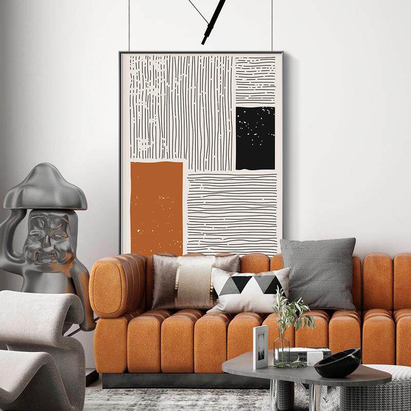 现代简约抽象客厅装饰关画餐厅玄过橙道室色卧壁画dz铝合金框挂画
