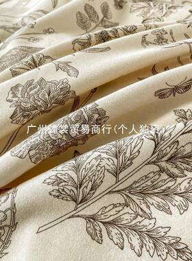 F333高档纯棉磨毛四件全套棉印花四季通用S被套加厚简约床单1.51.