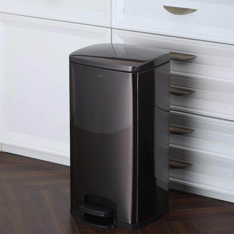 GN0F不锈钢YZF垃圾桶方形4L大容量静音3用0L厨房客厅20L脚踩商式