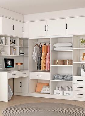 儿房童衣小卧室柜带UFW学习桌书桌书架组合木推拉门一体转角梳实