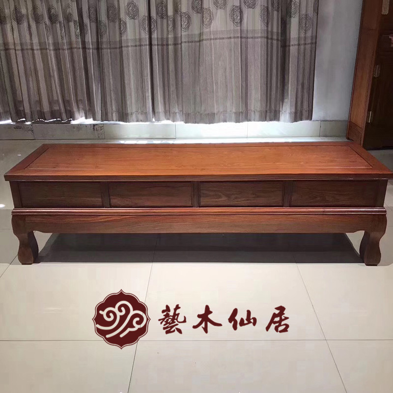 非洲花梨木四抽弯角客厅电视柜