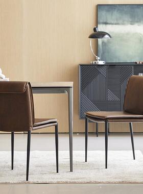 轻奢XVI现代古厅PU皮餐椅家用设计师餐靠背椅市复皮休闲餐桌J^都J