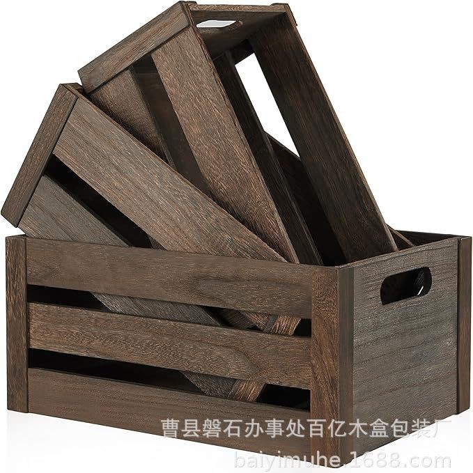 复古木条筐做旧木条箱长方形超市陈列水果蔬菜展示收纳箱木筐箱