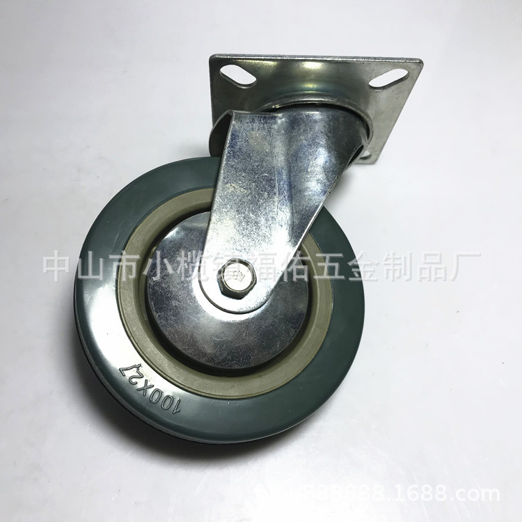 工业PVC灰胶推车脚轮刹车万向
