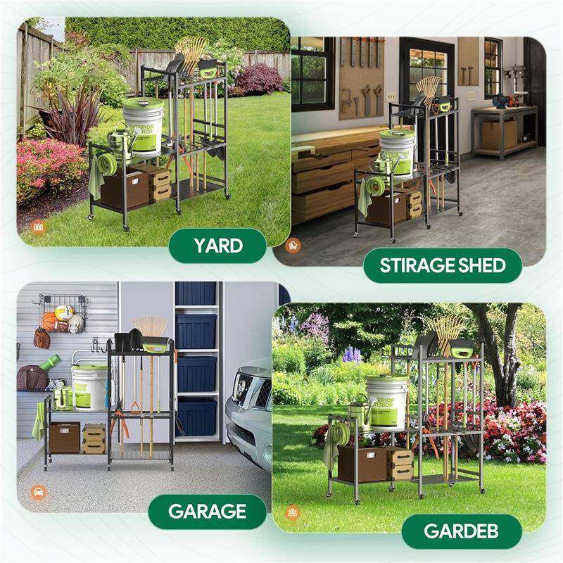 带理轮子花园工具收纳架电动工的具收纳盒工具支架CQC整架储物置