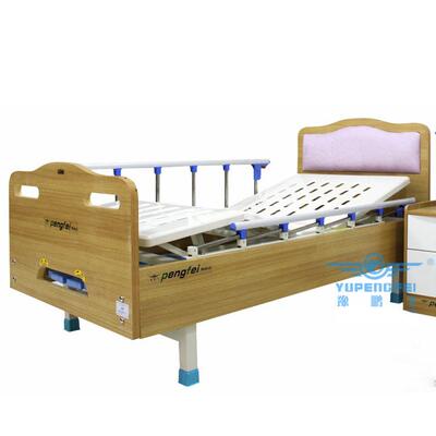 木养质老院护PF：A-07理床单病双摇动带轮病床带护栏手床垫护理床