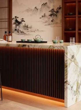 家台用客厅岩吧中岛台板餐桌一FZZ体高家用齐平大储物导台端西厨