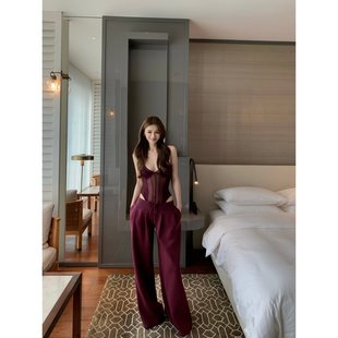 巨好看2026穿搭一整套纯欲风网纱连体吊带上衣高腰显瘦阔腿裤