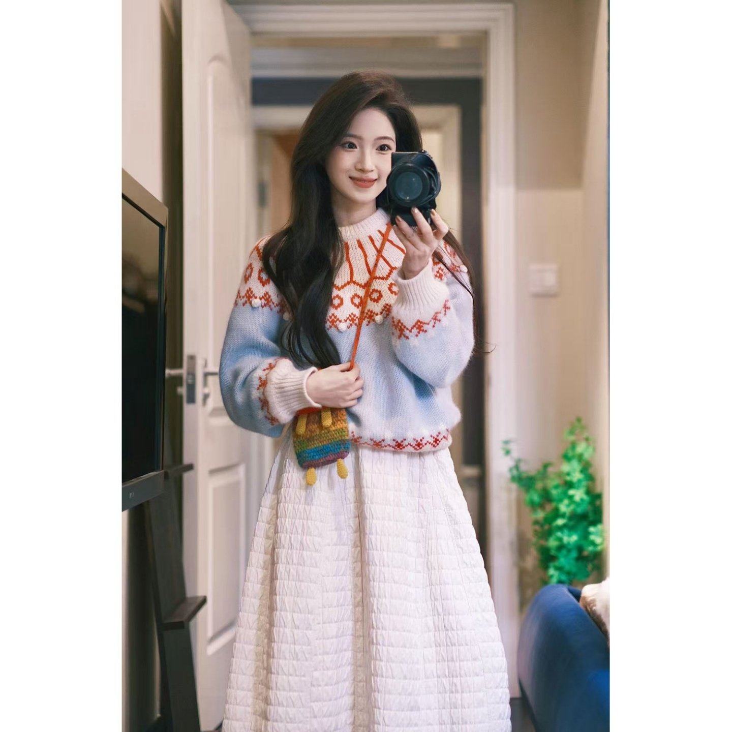 巨好看2026穿搭一整套费尔岛复古圆领针织毛衣高腰显瘦菱格半裙,女装/女士精品,时尚套装,淘宝优惠券,粉丝福利购,淘宝优惠卷