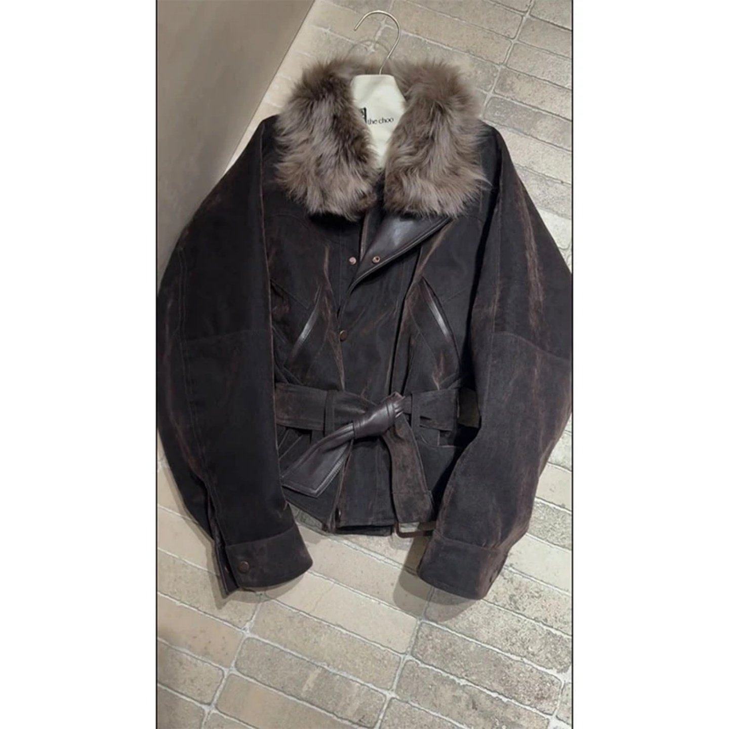 韩系复古重工毛领宽松收腰夹克短外套2026春季新款保暖开衫上衣女