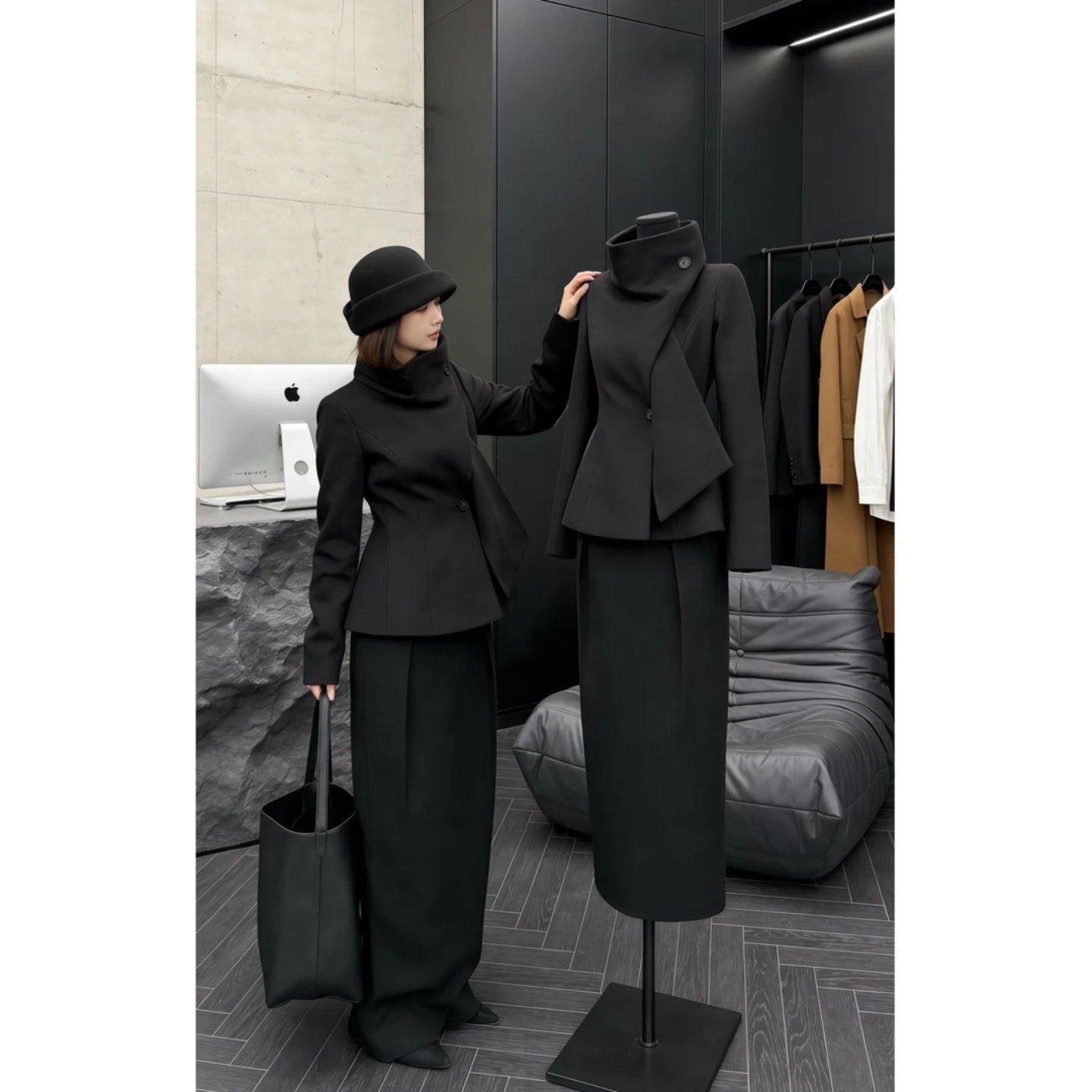 2026巨好看搭配一整套洋气减龄百搭开衫外套高腰显瘦直筒半身裙