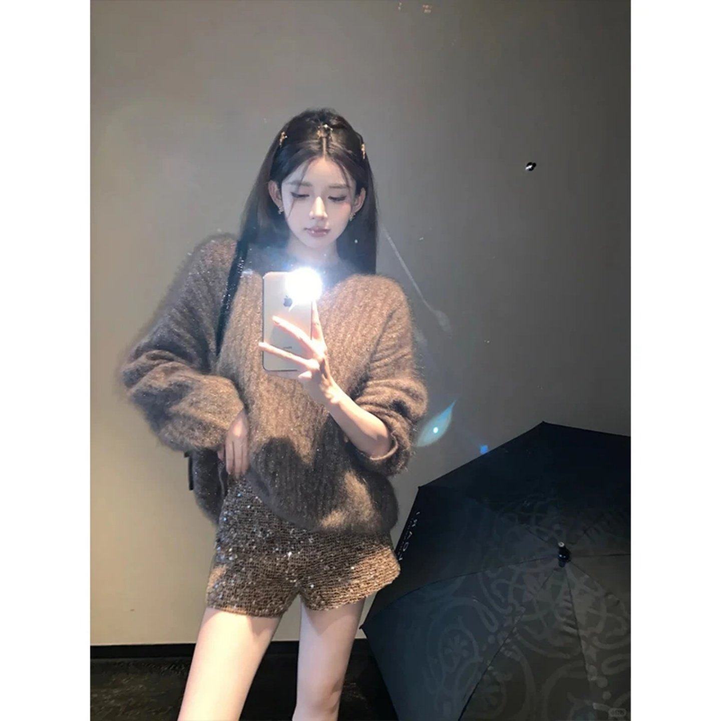 巨好看2026穿搭一整套慵懒风软糯圆领套头毛衣高腰显瘦亮片短裤子,女装/女士精品,时尚套装,淘宝优惠券,粉丝福利购,淘宝优惠卷