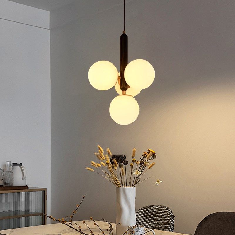 法式中古餐厅吊灯实木复古创意个性吧台灯餐桌玻璃球卧室床头灯