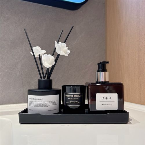 高级感酒店民宿卫浴摆件洗漱台洗手液托盘收纳套装卫生间香薰蜡烛