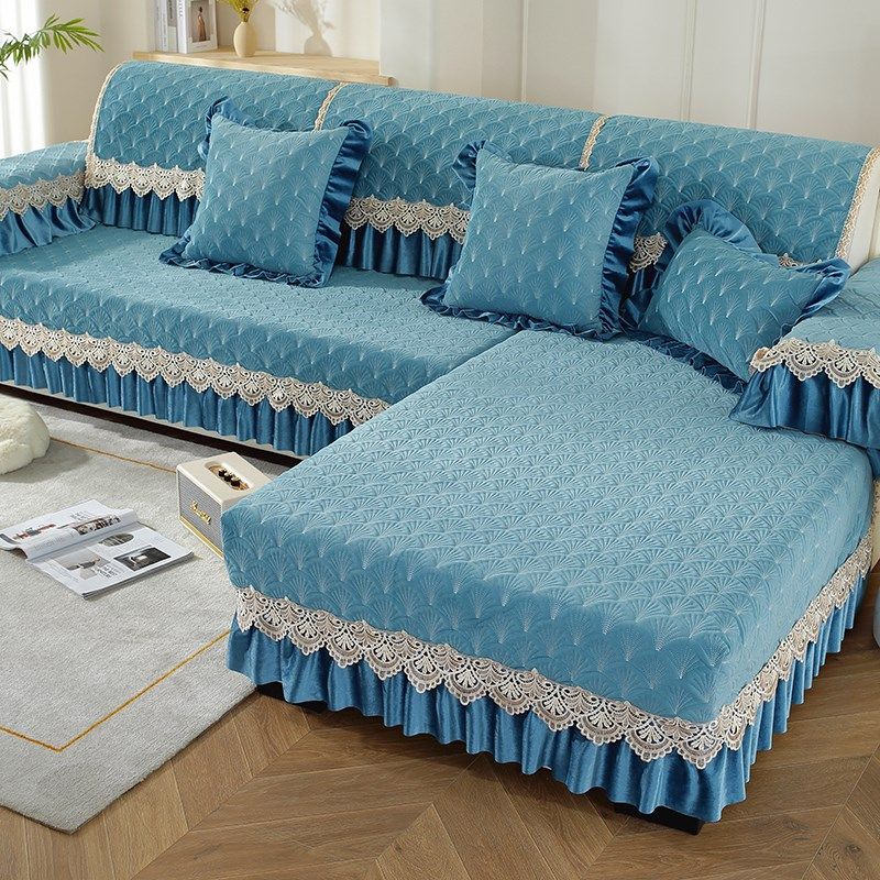 高级感欧式沙发垫四季通用加厚防滑毛绒坐垫全包沙发套罩贵妃定做