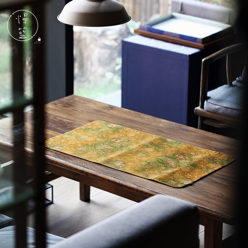 慢蓝茶具香云纱圆角茶席6838双层壶垫小桌旗中式浪漫布艺功夫茶道