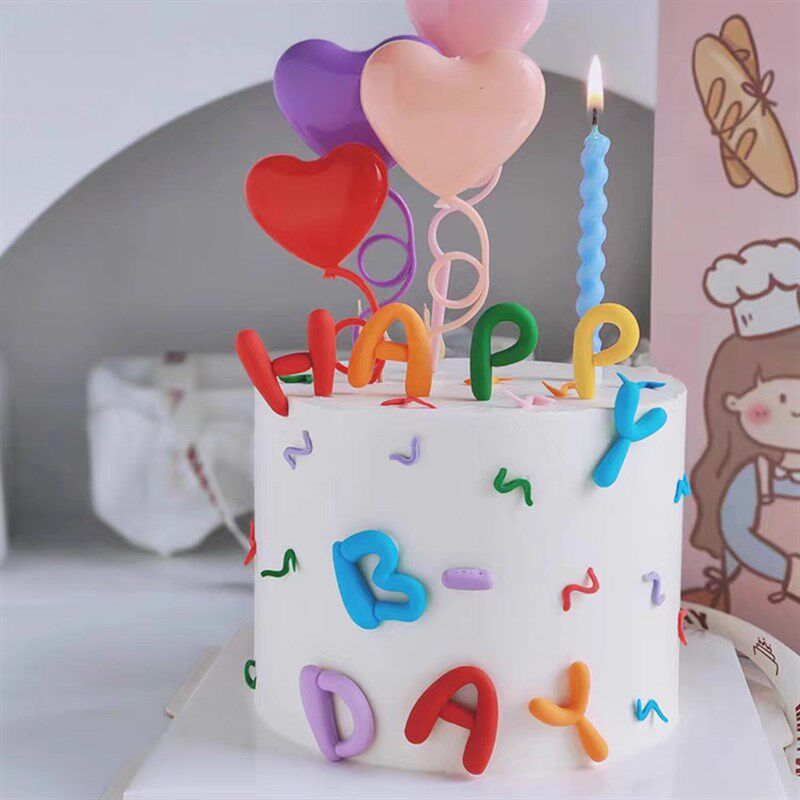 甜品台烘焙装饰爱心蛋糕插件插牌生日背景墙儿童周岁蜡烛玩具创意
