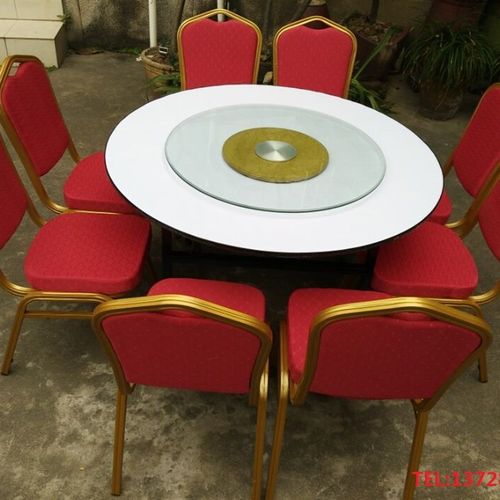 酒店折叠圆桌饭店大圆桌酒店餐桌椅组合宴会桌多层板酒店圆桌