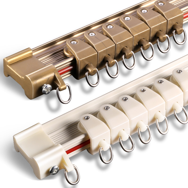 深圳铝合金飘窗窗帘轨道滑轮滑轨窗帘杆顶装挂钩配件单双杆可弯曲