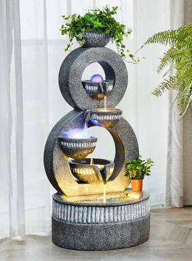 乔迁新居礼品客厅摆玄关装景饰招生财假山流水喷泉KCT财轻奢观落