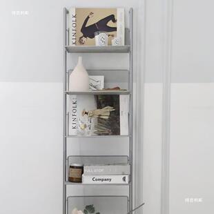 ins书多架靠风墙窄中古D置物架落地59430层杂志收纳陈列展示架子