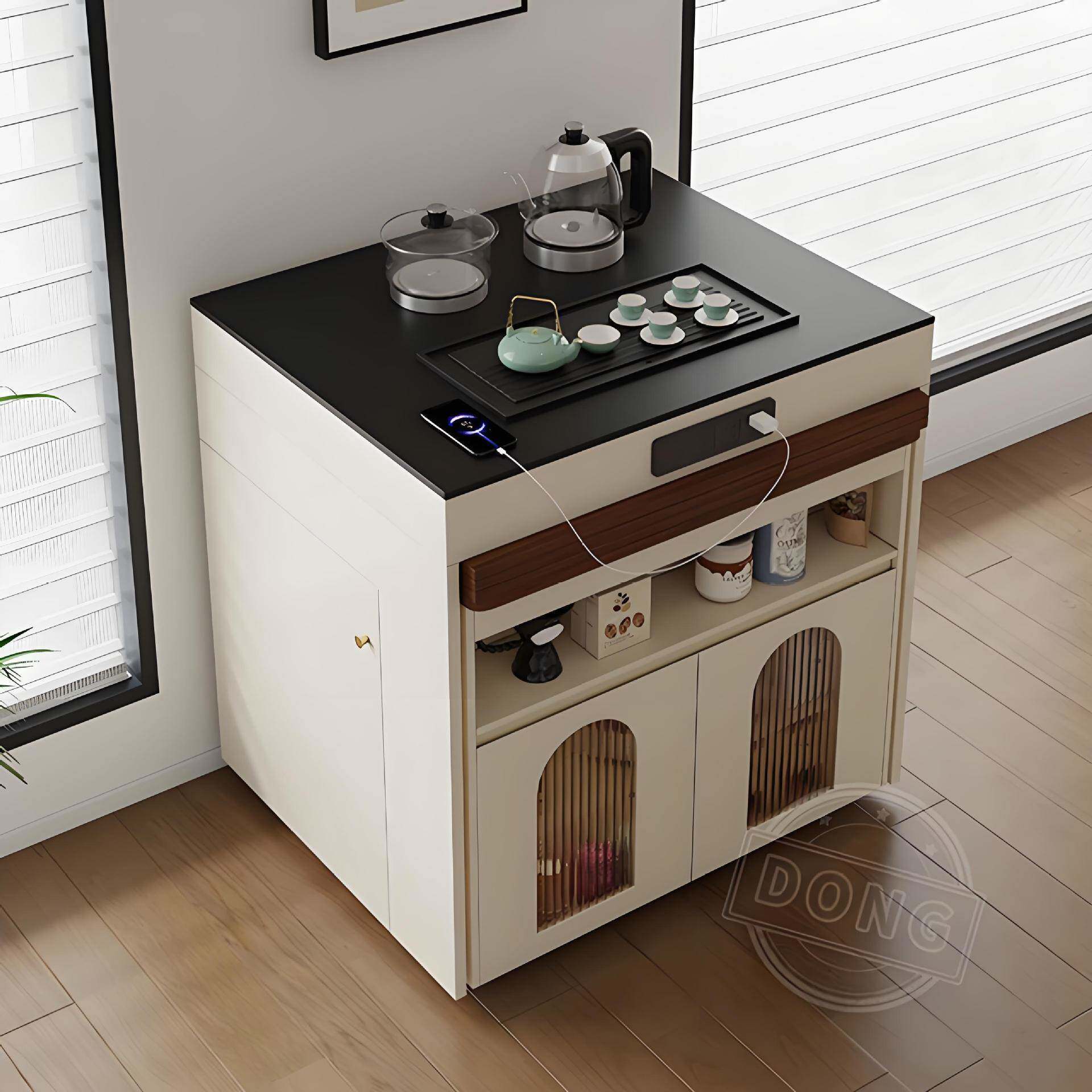 新奶岛户台餐桌一体家用小型伸缩实木折叠吧台款多油GUP功能泡茶